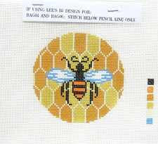 LEE Round BJ 154 Insert Honey Bee Handpainted Needlepoint Canvas