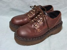 Vintage Dr. Martens Women's England Chunky Brown Leather Oxford Shoes 8579 Sz 7