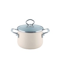 Riess Nouvelle Avorio Fleischtopf Mit Glasdeckel Ø16Cm, 2 Liter Emaille Extrasta