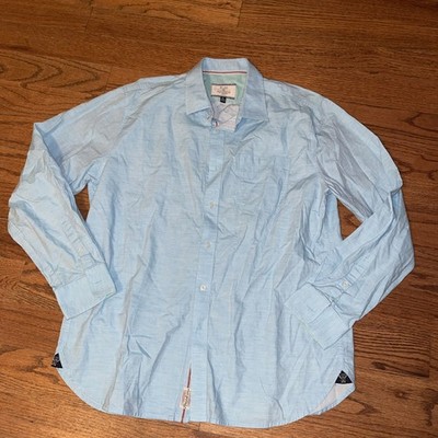 Flag & Anthem Shirt Mens XL Light Blue Cotton Button Front Long Sleeve EUC   #R9