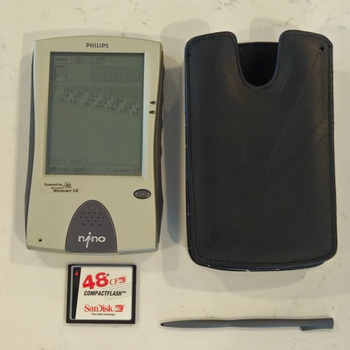 Vintage Philips Nino 300 Windows CE Handheld PDA Works w/ Case Stylus CF Card