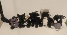 McDonalds 2005 Vintage Happy Meal Toy Black Neopets Keychain Bagclip Plush Lot