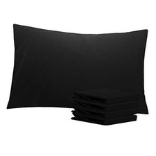 Queen Pillowcase Set - 4 Pack Brushed Microfiber 20x30 Queen 20" x 30" Black