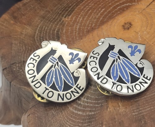 2 US Military 2nd Infantry Division Insignia Pin - Second to None pair