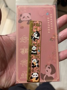合肥文沐文创用品有限公司 Marque-page métal panda fleurs «Good Luck» texte chinois