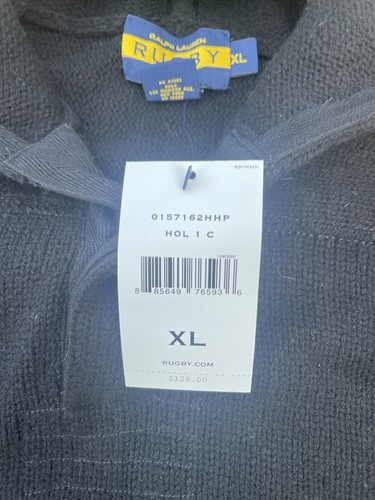 Polo Ralph Lauren Rugby Long Sleeve Sweater Hoodie Men’s Black Size: XL - New - Picture 3 of 5