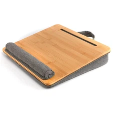 Lap Desk for Laptop with Cushion Bamboo Stand Anti-Slip Strip Tablet Phone