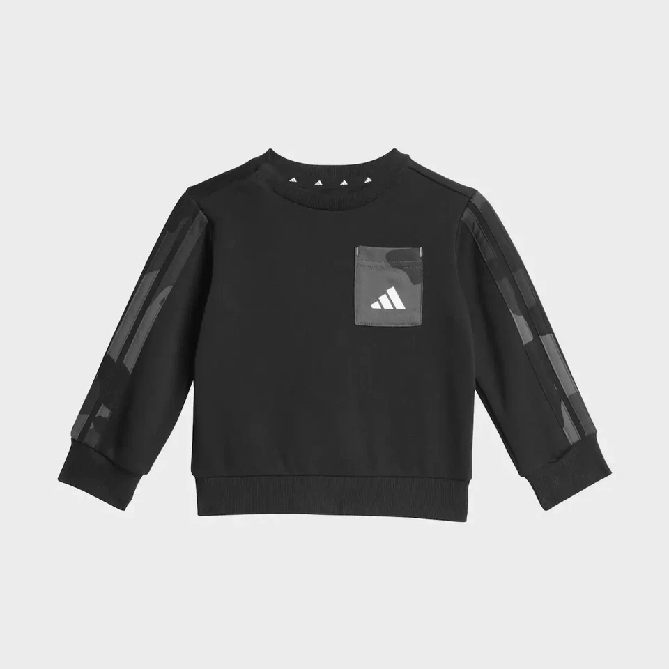 Tuta enfant felpata bambino Adidas Camo JW2456 nero-grigio-bianco - Immagine 2 di 4