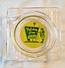 VTG Holiday Inn Motels Glass Advertising Souvenir Ash Tray 4 Notches 4" square