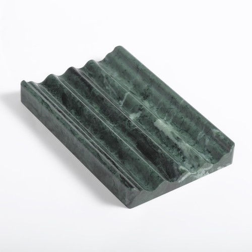 Marble Soap Dish, Soap Holder for Shower, Green Bar Soap Holder with Water Ri...