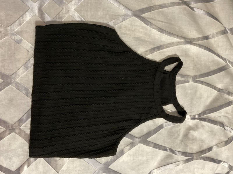 Women's Black Cropped Halter Top