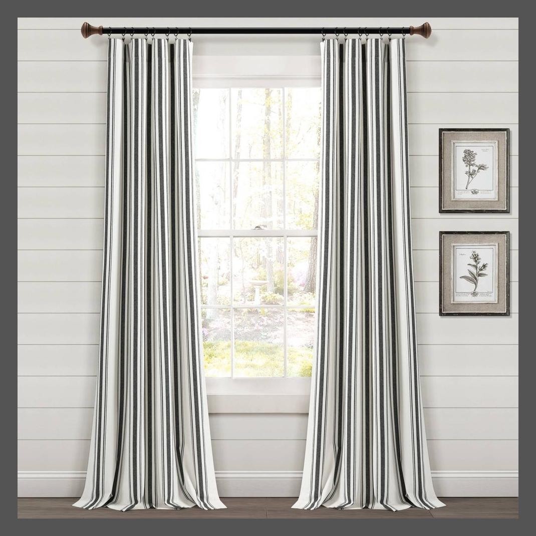 2pk 42x84 Светофильтрующие занавески для фермерского дома, окрашенные в полоску из пряжи черного цвета -