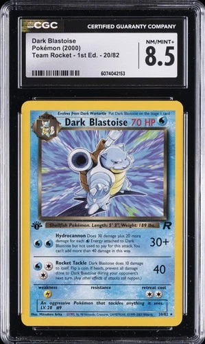 2000 POKEMON TEAM ROCKET 1ST EDITION #20 DARK BLASTOISE CGC 8.5