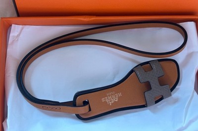 New Authentic Hermes Oran Nano Charm Sandal Bag Charm Gray Etain Epsom