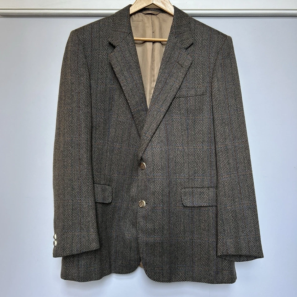 Abrigo deportivo vintage a medida 100 % cachemir pistola 44R espiga tweed cuerno Foto 2 de 4