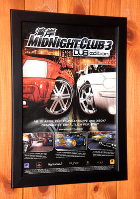 Midnight Club 3 Dub Edition PS2 PSP Xbox Small Werbeblatt Poster Ad Page Framed