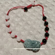 2 Jade Jewelers Jadeite Beaded Charm Adjustable Bracelets Set of 2 ZTC Certified