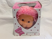 Vintage Sweet Love Kids Vinyl Doll Head With Box Pink Yarn Hair