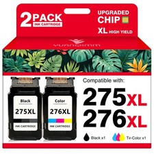 2 Pack PG-275XL CL-276XL Ink Cartridges For Canon PIXMA TS3520 TS3720 TR4720