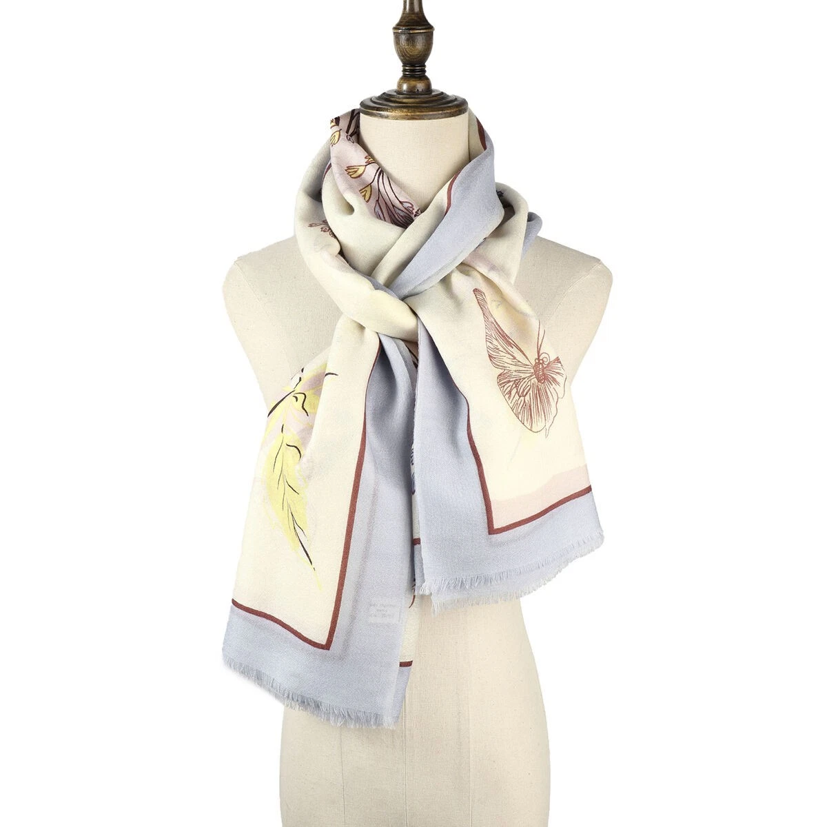 Women's Merino Wool Scarf Soft Warm Natural Breathable Scarf (Floral, Blue)
Opens in a new window or