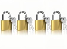 4 Pcs Small Keyed Padlocks 32mm Gold D Shape Hardened Alloy Luggage Lock