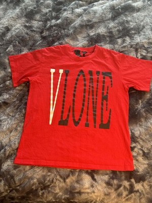  Vlone Staple T-Shirt Red White Black Big V Logo Size Large Made In USA...