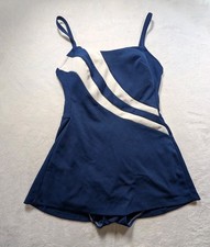 Vintage Robby Len Fashions Shape-Lee Blue Swim Dress Bathing Suit Pin Up 13/14