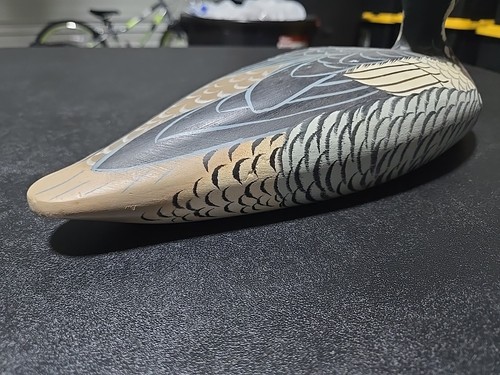 Vintage Rare Red Breasted Merganser Wood Duck Decoy Artist Signed Hand Carved - Picture 10 of 12