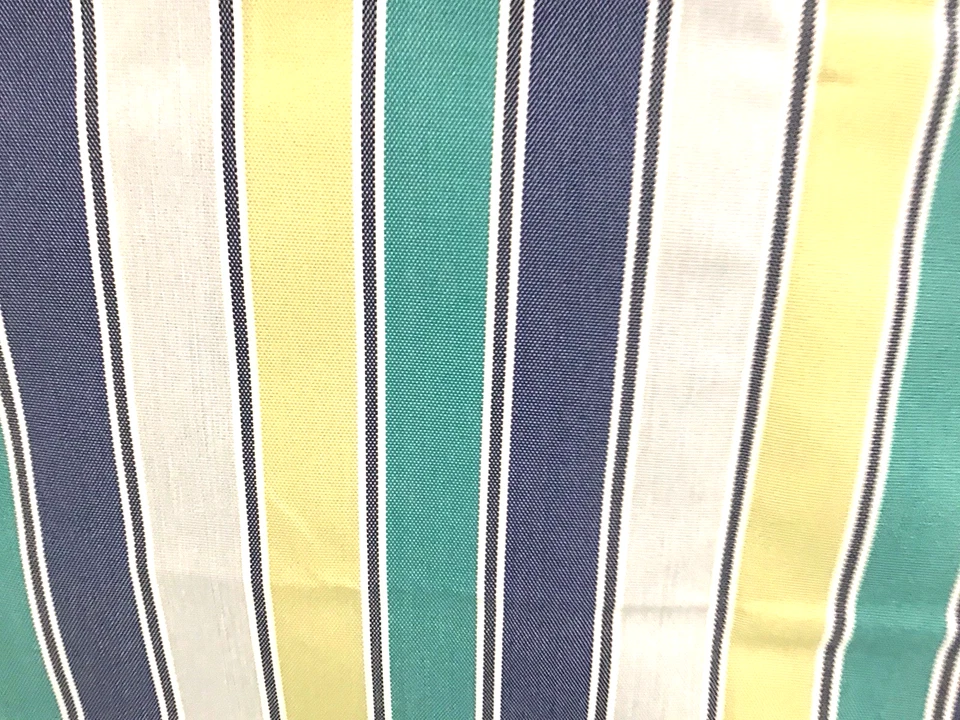 Striped Outdoor Fabric in Blue Green Yellow Pattern Canopy Upholstery 2 Yard Lot - Image 2 of 4