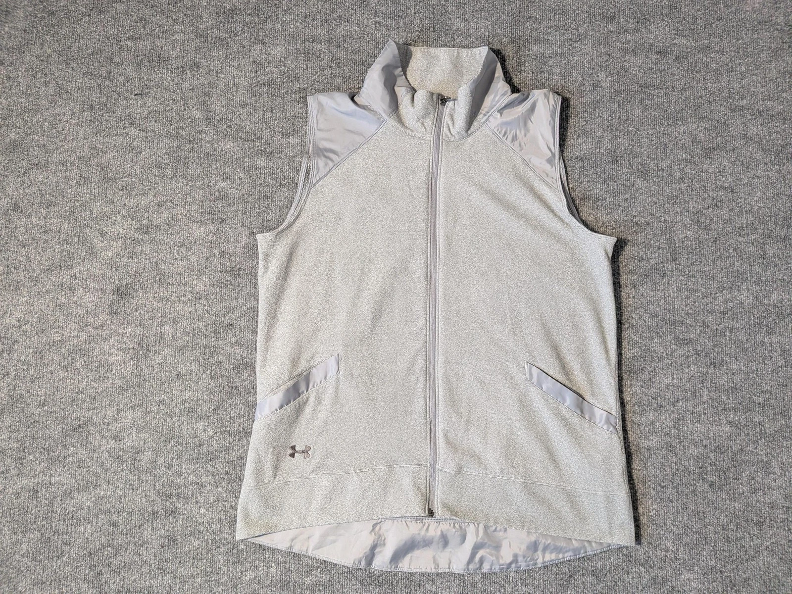 Under Armour Vest Mens XL Gray ColdGear Full Zip Fleece Lined Pockets Thermal