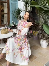 Zimmermann Natura Buttoned Midi Dress in Kaleidoscope Garden (4) AU16/UK16/US12