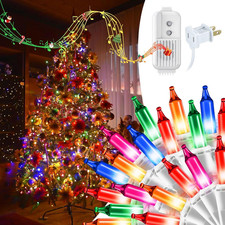 Musical Christmas Lights, 150 Count 33 Ft White Wire Xmas Tree 5 Colors