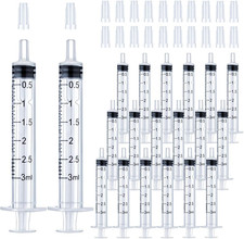 20 Pack 3mL Disposable Syringes with Tip Caps Liquid Transfer Pet Feeding Craft