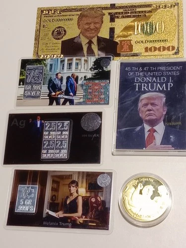 Trump Lot - Silver .999 Fine Silver Bullion Bar Card Trump Dance Limited + Card