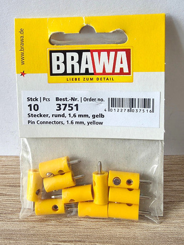(8474) Brawa 3751 Enchufe Amarillo 1,6mm Contenido 10 Piezas Nuevo en EMBALAJE ORIGINAL | Condition: Neu