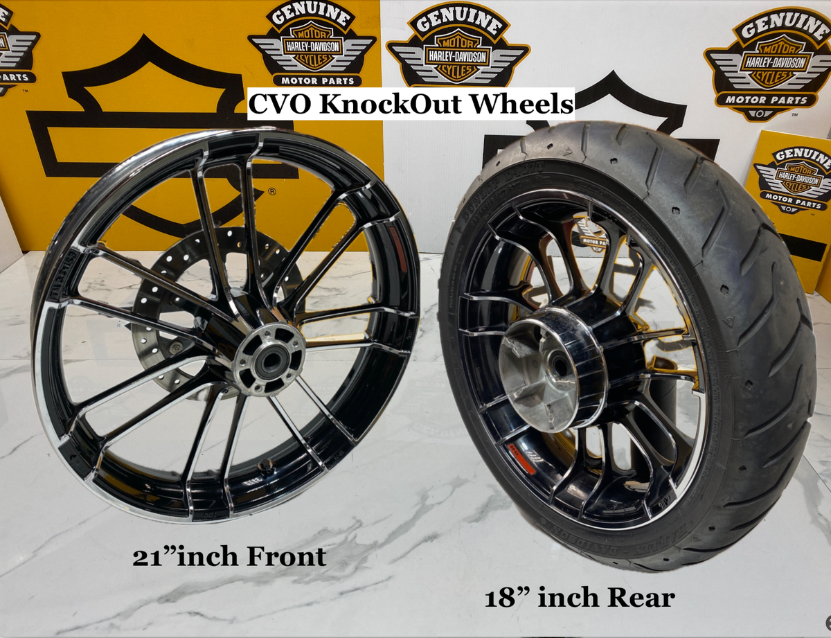 09-25 OEM Harley CVO Touring Knock Out 21” Chrome Black Front