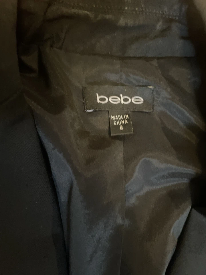 Bebe Sport 女式针织西装外套夹克,尺寸 8 按钮,正面弹力黑色,预欠 — 第 4/4 张图片