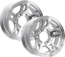 eCustomrim 2-Pk Aluminum Trailer Wheels 15X6 15" 6 Lug 5.5 Center T03 Silver Rim