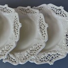 4 Vintage LEEDS Creamware Reticulated Porcelain 7" Plates Embossed SWAGS Flowers — photo 1