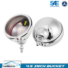 Pair 4.5 4-12 Inch Chrome Fog Lights Housing Passing Lamp Motorcycle Bucket