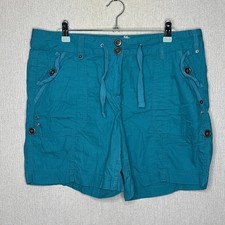 George shorts Size 14 Turquoise blue combat roll tab cotton pockets
