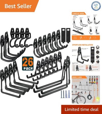 26 Pack Heavy Duty Multi-Purpose Garage Hooks - Effortless Organization Solution