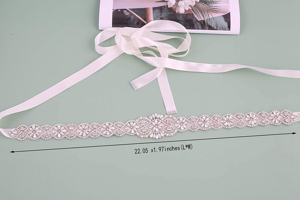 Wedding Belts with Rhinestone Beads Sash Bridal Belt for  display picture 3