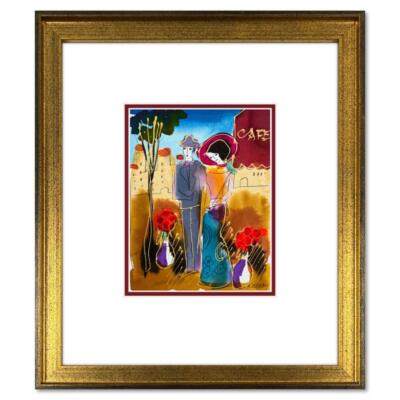 Moshe Leider, Framed Original Mixed Media Watercolor Painting, Hand Signed