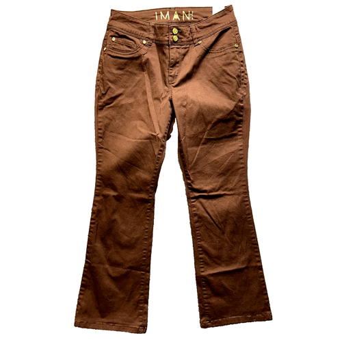 IMAN Women's Bootcut Jeans Brown Size 8P Mid Rise Stretch Denim
