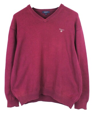GANT Pullover Herren XL (EXTRA LARGE) V-Ausschnitt Eng Strick Logo Lila