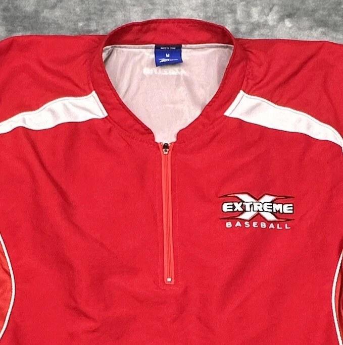 Chaqueta de práctica de bateo de béisbol Mizuno para hombre roja mediana 1/4 cremallera pulóver bolsillos Foto 2 de 4