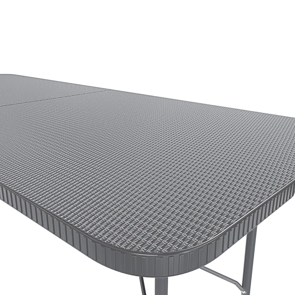 Tavolo tavolino pieghevole in dura resina set birreria effetto rattan grigio - Immagine 4 di 4