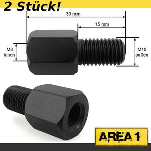Spiegeladapter Set M8 Auf M10 – 2 Stück – Für Roller, Motorrad, Quad – Schwarz, Metall Spiegeladapter Set M8 Auf M10 – 2 Stück – Für Roller, Motorrad, Quad – Schwarz, Metall