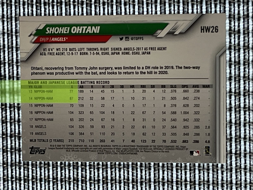 Shohei Ohtani 2020 Topps Holiday Baseball Card #HW26 Los Angeles Angels - Picture 2 of 2